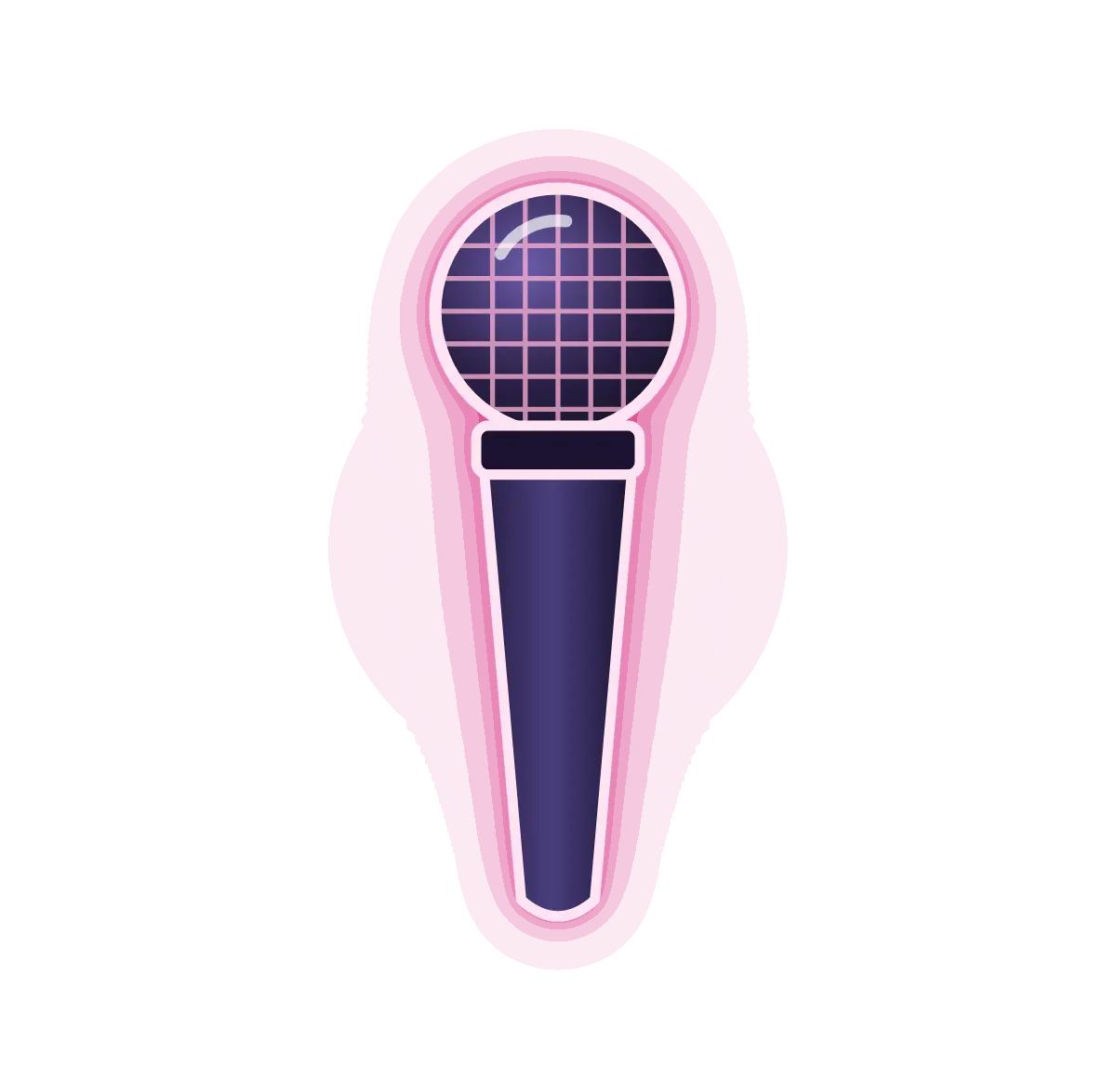 The Magic Mic at rest under a spotlight, glowing pink.
