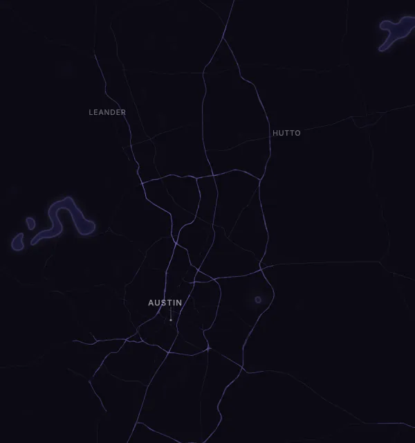 Map of the Austin area with karaoke bars grouped by neighborhood