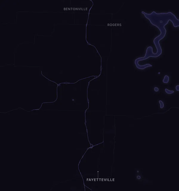 Map of the Fayetteville area with karaoke bars grouped by neighborhood