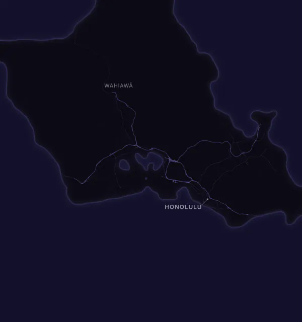 Map of the Honolulu area with karaoke bars grouped by neighborhood