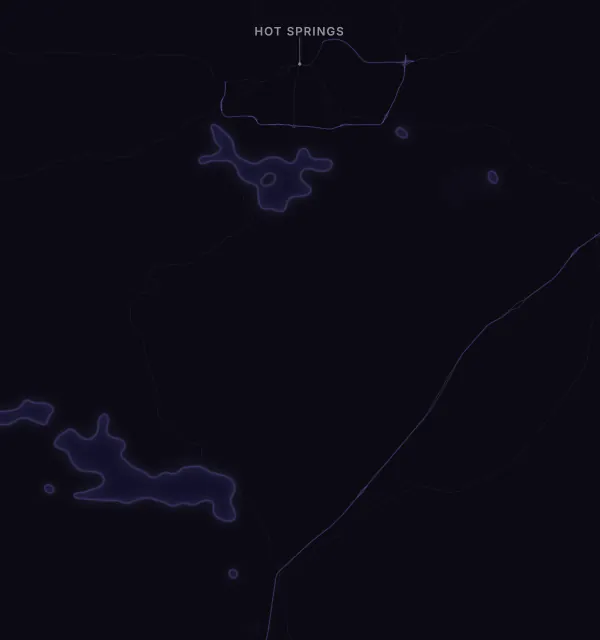 Map of the Hot Springs area with karaoke bars grouped by neighborhood