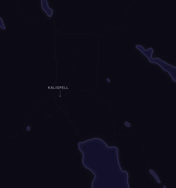 Map of the Kalispell area with karaoke bars grouped by neighborhood
