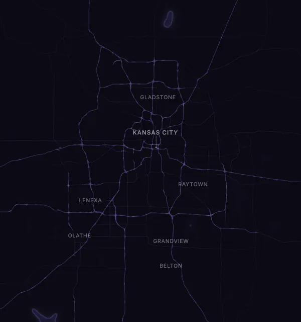 Map of the Kansas City area with karaoke bars grouped by neighborhood