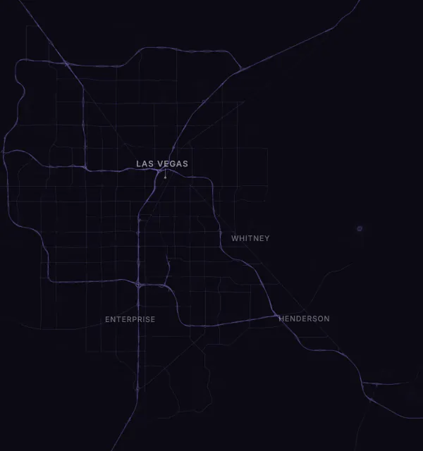 Map of the Las Vegas area with karaoke bars grouped by neighborhood