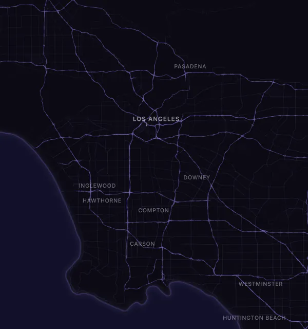 Map of the Los Angeles area with karaoke bars grouped by neighborhood