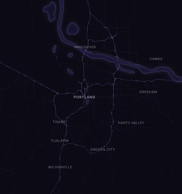 Map of the Portland area with karaoke bars grouped by neighborhood