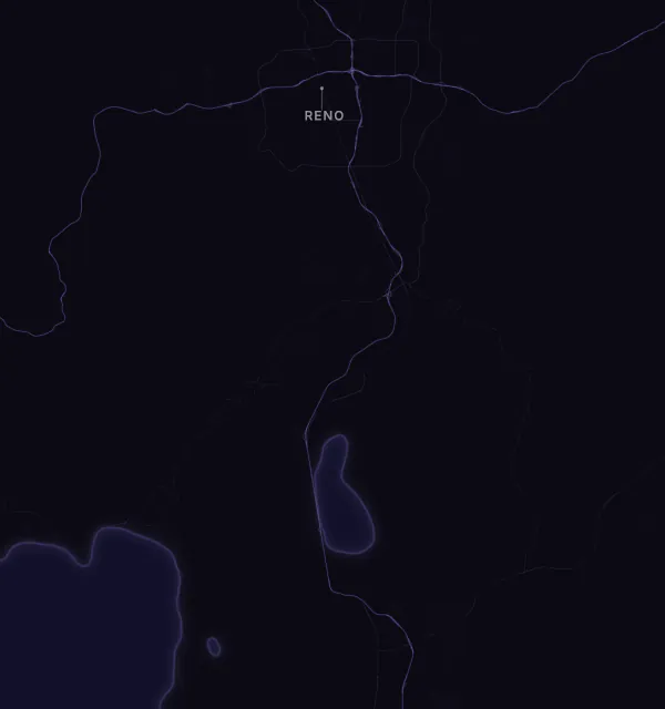 Map of the Reno area with karaoke bars grouped by neighborhood