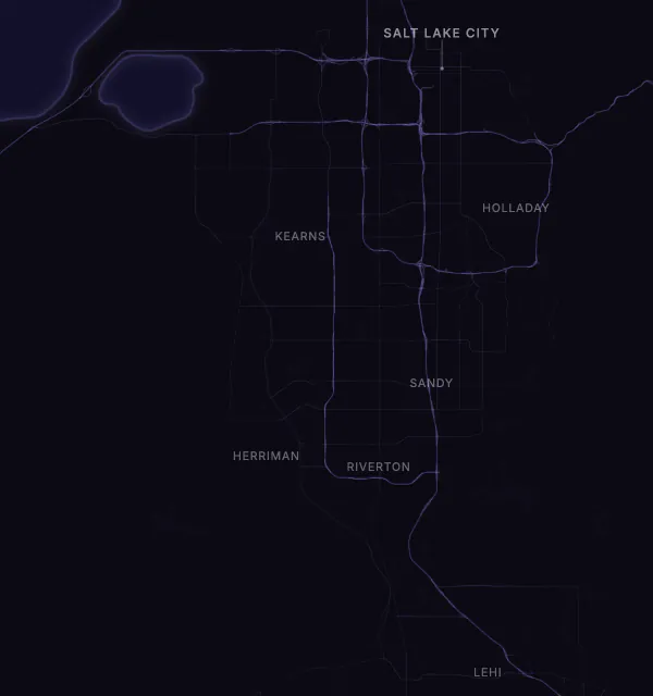 Map of the Salt Lake City area with karaoke bars grouped by neighborhood