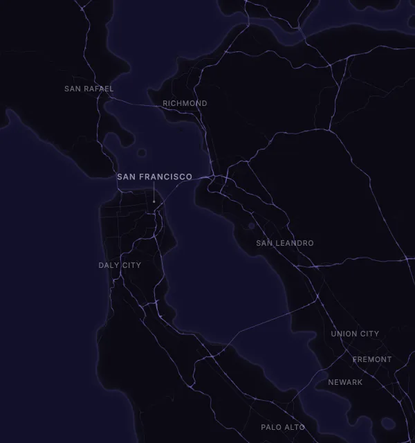 Map of the San Francisco area with karaoke bars grouped by neighborhood