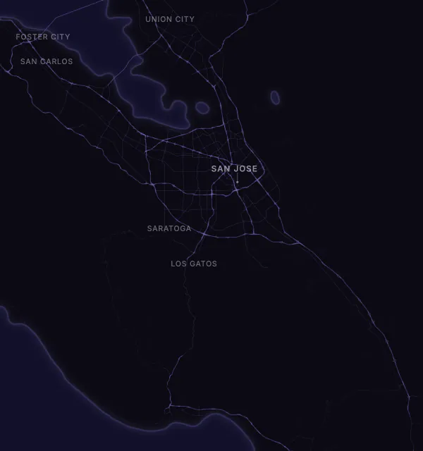 Map of the San Jose area with karaoke bars grouped by neighborhood