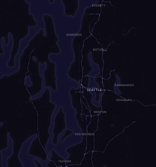 Map of the Seattle area with karaoke bars grouped by neighborhood
