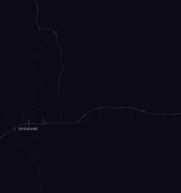 Map of the Spokane area with karaoke bars grouped by neighborhood